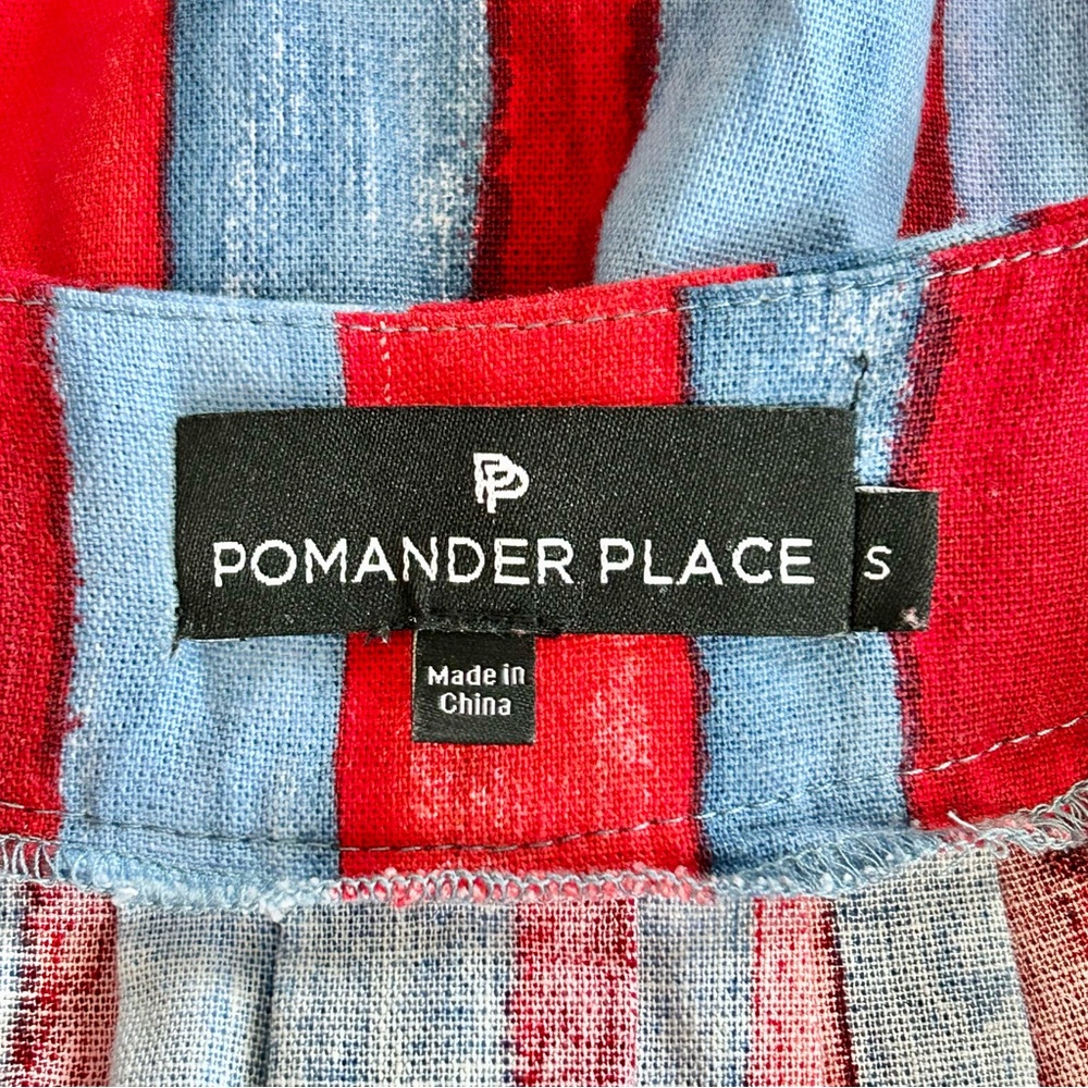 Pomander Place Painterly Stripe Finley Flutter Sleeve Dress Size Small Red Blue - Picture 5 of 6